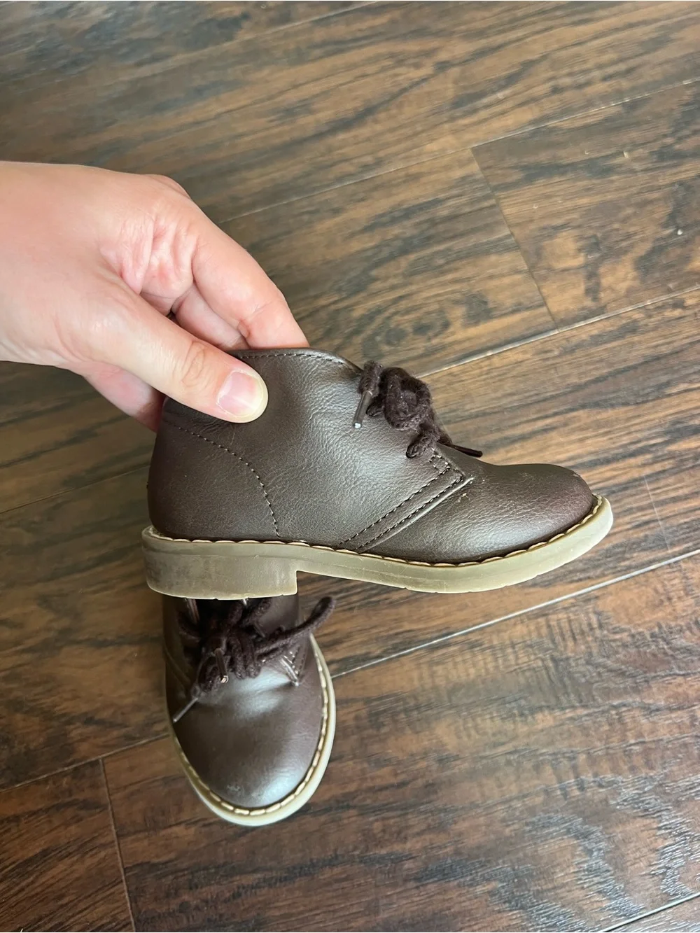The Children’s Place Brown Lace-Up Toddler Boy Boots Formal Fall Shoes